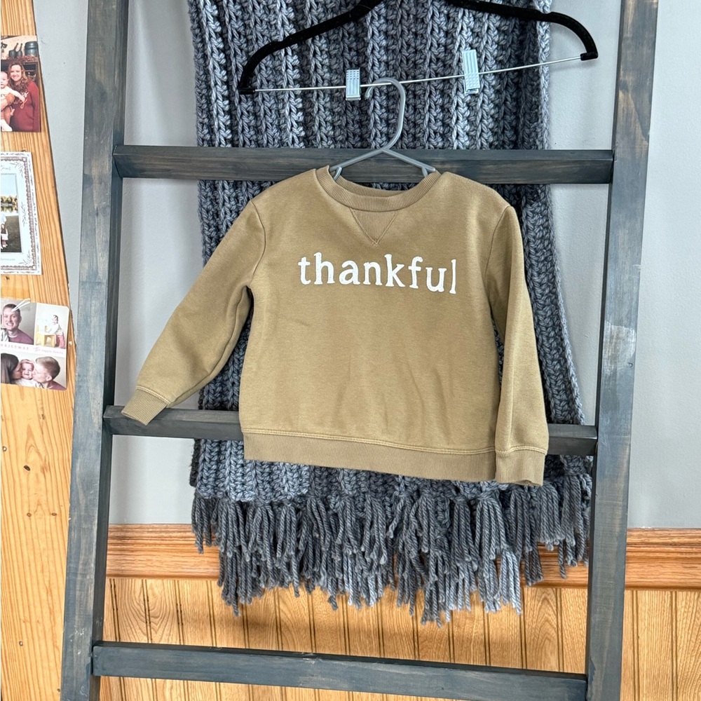 Kids Thankful Sweatshirt - Tan